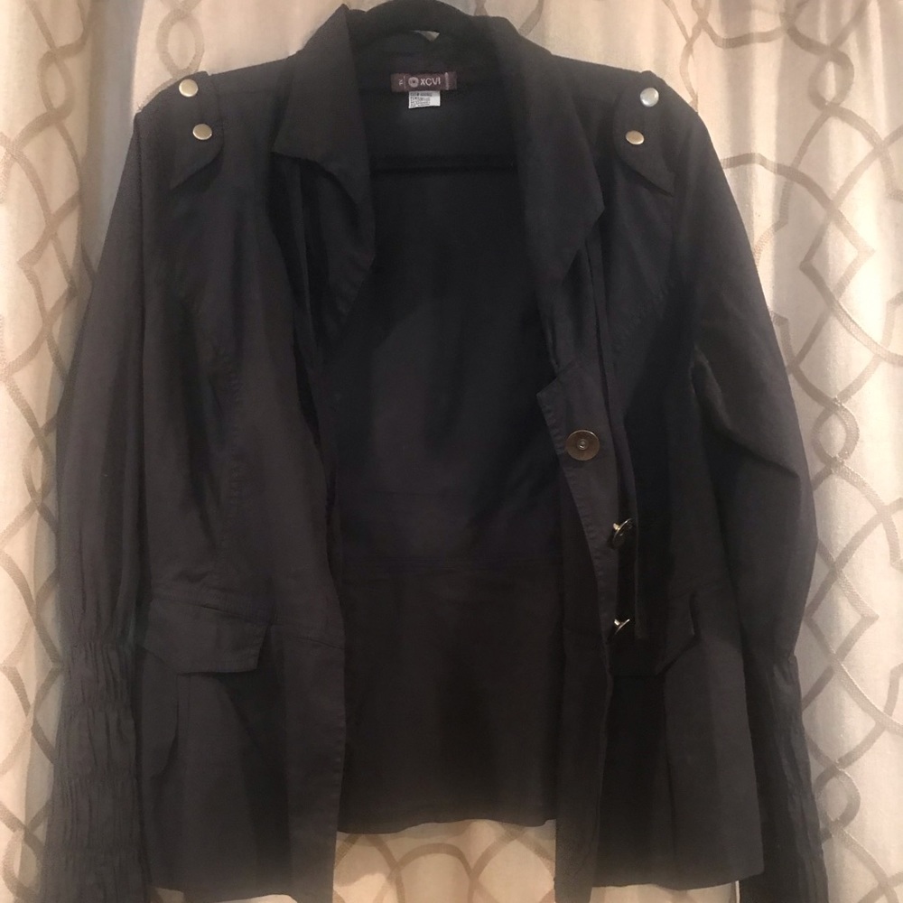 Xcvi black jacket with ruched sleeves
